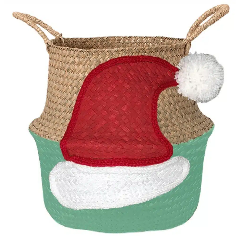 Handgemaakte kerstmuts mand van zeegras zeegroen