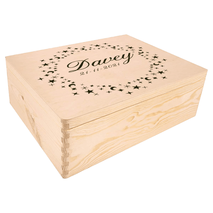 Houten littlestar geboorte kist met naam groot