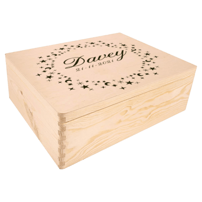 Houten littlestar geboorte kist met naam middel