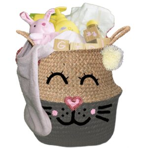 Konijntje kraammand zon meisje met naam antraciet