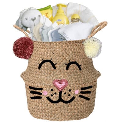 Konijntje mand geschenk babygift neutraal met naam naturel