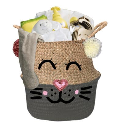 Konijntje mand geschenk dream neutraal met naam antraciet