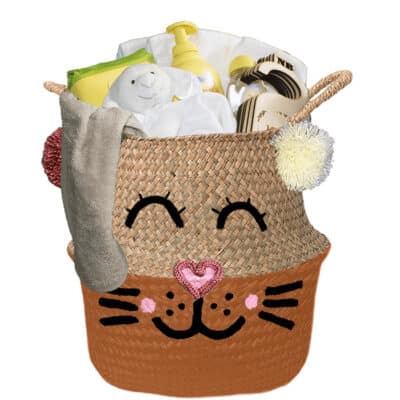 Konijntje mand geschenk dream neutraal met naam diep oranje