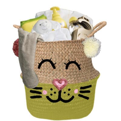 Konijntje mand geschenk dream neutraal met naam geel
