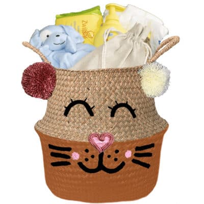 Konijntje mand geschenk geliefd jongen met naam diep oranje