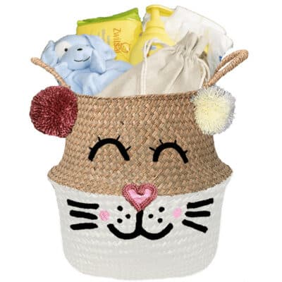 Konijntje mand geschenk geliefd jongen met naam wit
