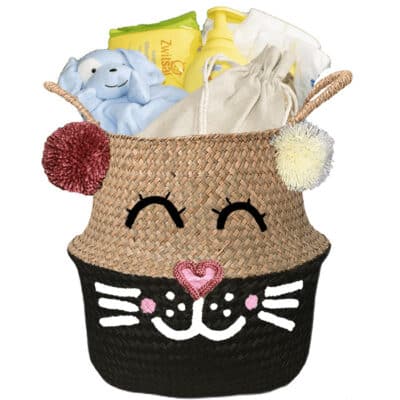 Konijntje mand geschenk geliefd jongen met naam zwart