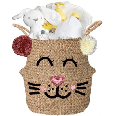 Konijntje mand geschenk geliefd neutraal met naam naturel