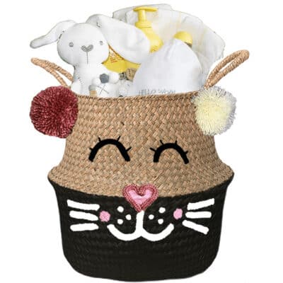 Konijntje mand geschenk geliefd neutraal met naam zwart