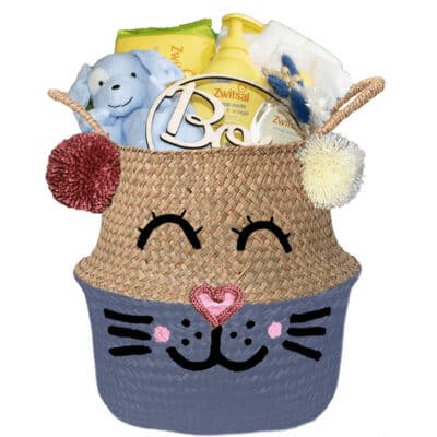 Konijntje mand geschenk great jongen met naam provence blauw