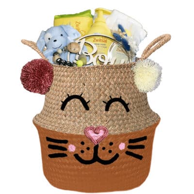 Konijntje mand geschenk play jongen met naam diep oranje