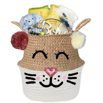 Konijntje mand geschenk play jongen met naam wit