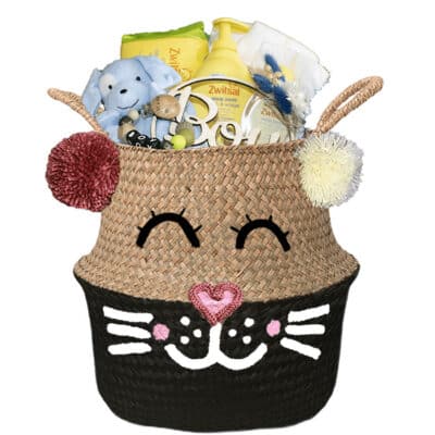 Konijntje mand geschenk play jongen met naam zwart