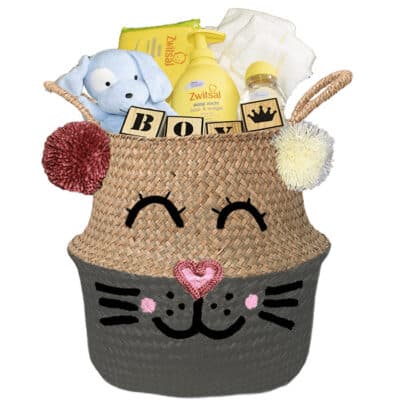 Konijntje mand geschenk stoer jongen met naam antraciet 1
