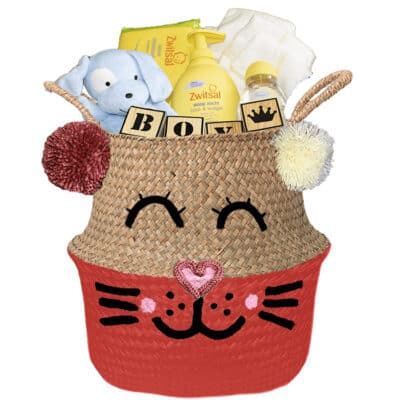 Konijntje mand geschenk stoer jongen met naam lipstick rood 1