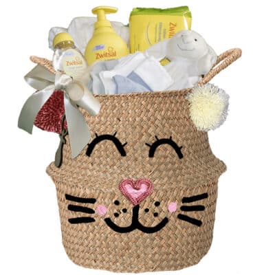 Konijntje mand geschenk unisex neutraal met naam naturel