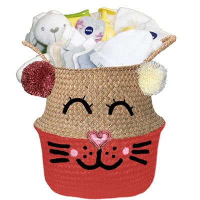 Konijntje mand geschenk wish neutraal met naam lipstick rood