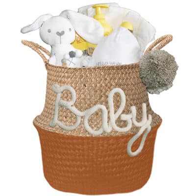 Kraam mand neutraal Geliefd met naam diep oranje