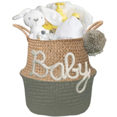 Kraam mand neutraal Geliefd met naam olijf groen