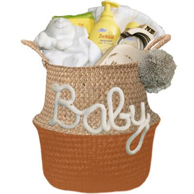 Kraammand neutraal Love met naam diep oranje