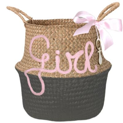 Naammand met strik en element antraciet