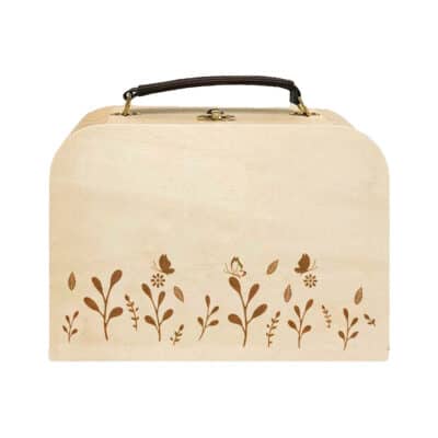 Natuurlijke houten bloem kinder koffer met naam2 1