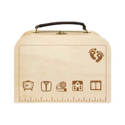 Natuurlijke houten geboorte kinder koffer met naam2