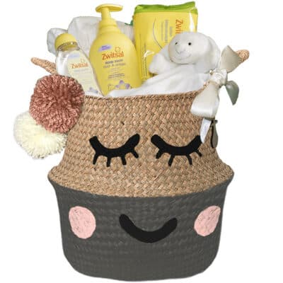 Verlegen kraam mand basic neutraal met naam antraciet