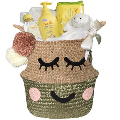 Verlegen kraam mand basic neutraal met naam goud