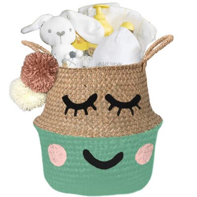 Verlegen kraam mand geliefd neutraal met naam zeegroen