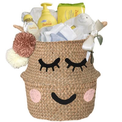 Verlegen kraam mand unisex neutraal met naam naturel