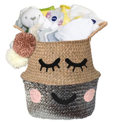 Verlegen kraam mand wish neutraal met naam zilver