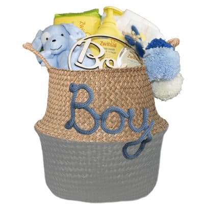 kraammand great cadeau met naam muis grijs