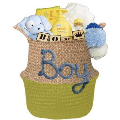 kraammand stoer cadeau met naam geel