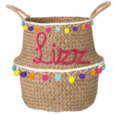 pompon mand met naam naturel