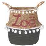 Panier blanc à pompons avec nom – Image 16