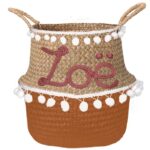 Panier blanc à pompons avec nom – Image 15