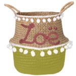 Panier blanc à pompons avec nom – Image 13