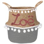 Panier blanc à pompons avec nom – Image 10