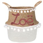 Panier blanc à pompons avec nom – Image 5