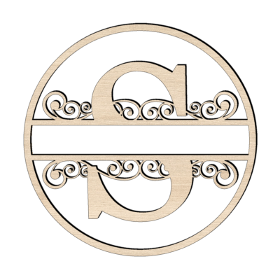 Houten ring met sier naam en hoofdletter S naturel