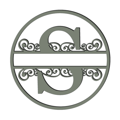 Houten ring met sier naam en hoofdletter S olijf groen