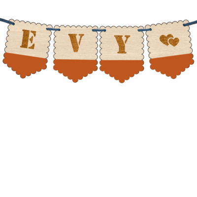 Houten vlaggetjes ribbel gegraveerd gratis koord diep oranje