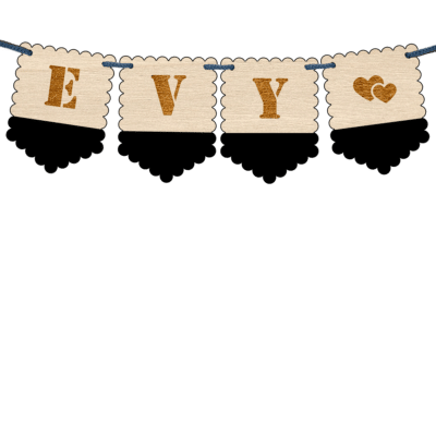 Houten vlaggetjes ribbel gegraveerd gratis koord zwart