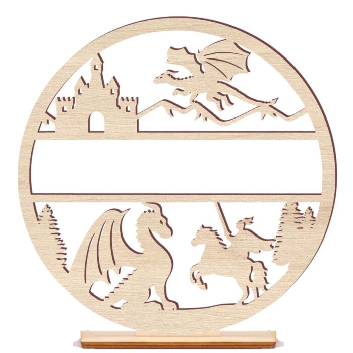 Cirkel met naam drakenring van hout