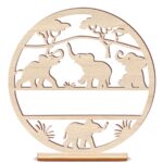 Houten olifant cirkel met naam gratis voetje