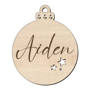 Kerstbal met naam van hout 1 Kerstbal met naam van hout