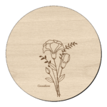 Houten bloem cirkel anjers klein met naam