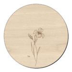 Houten bloem cirkel iris klein met naam