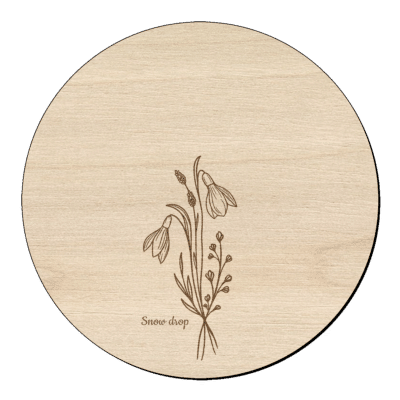 Houten bloem cirkel sneeuwdruppel klein met naam